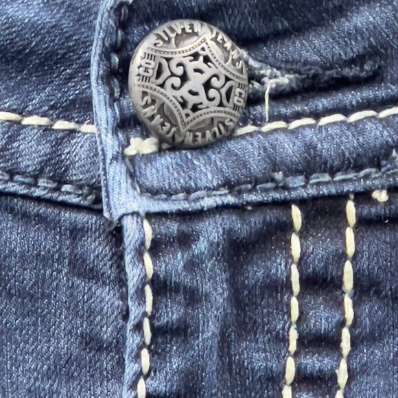 Silver Jeans Frances Women 25x33 (Actual 28x33) Blue Denim Pants Distressed - Picture 6 of 16